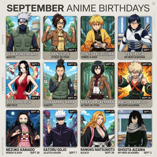 Popular Anime Characters With September Birthdays