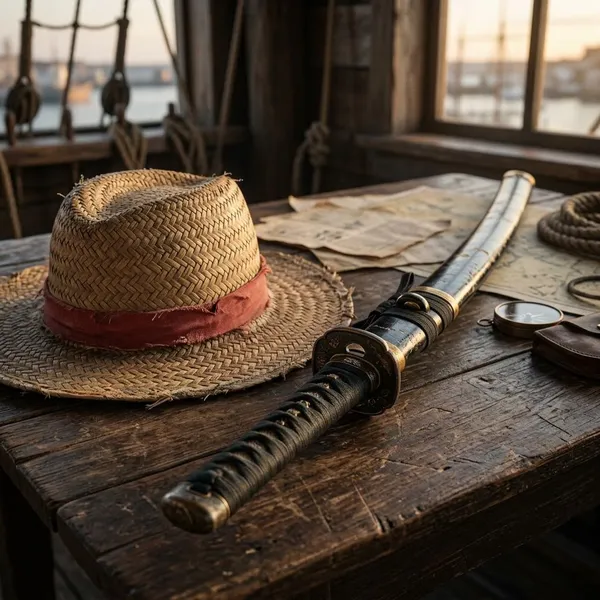 anime characters with straw hat sword